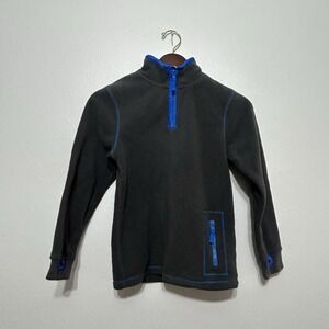 Mini Boden Gray and Blue Fleece 1/4 Zip Long Sleeve Sweatshirt Boys Size 9-10Y